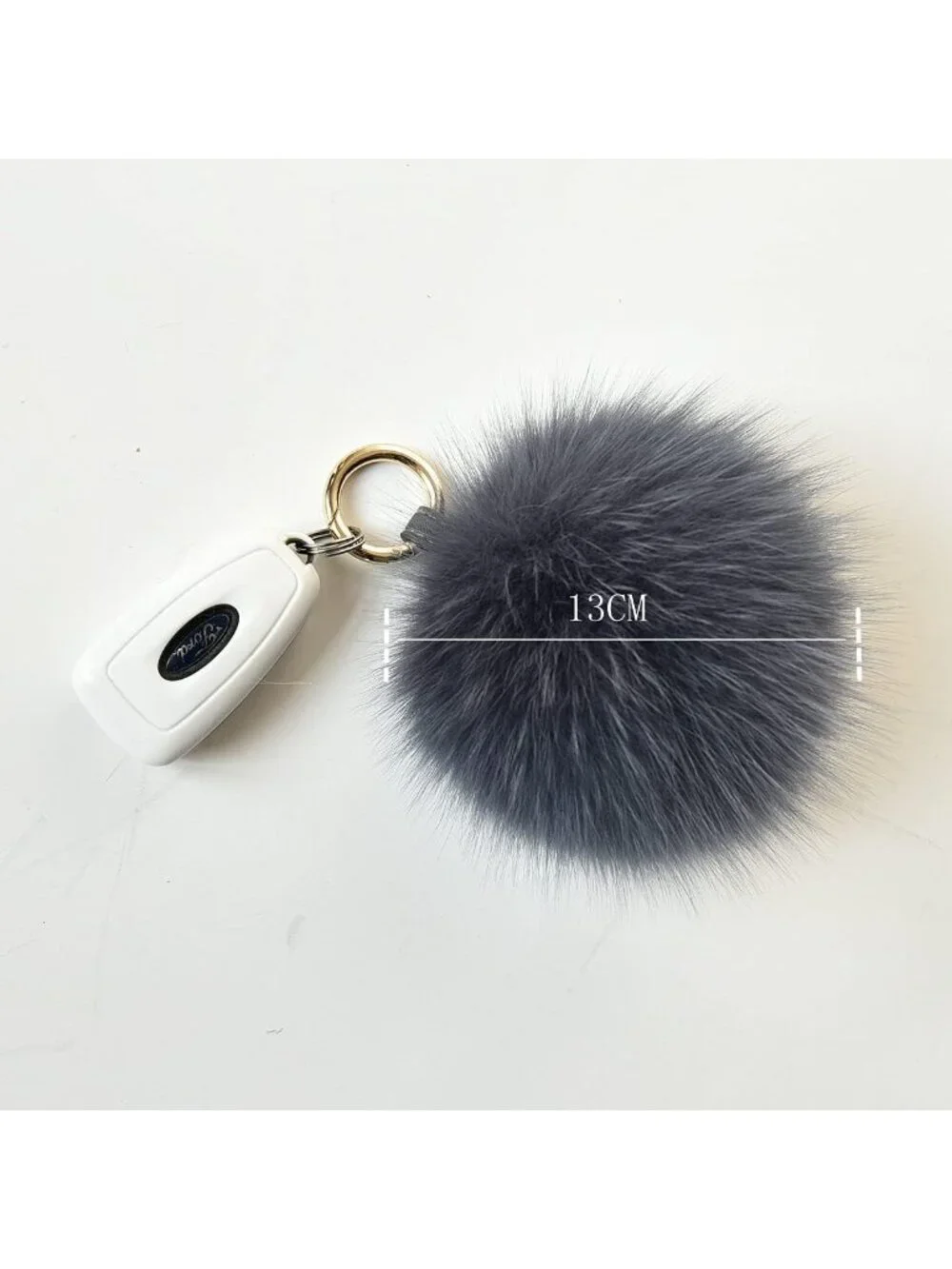 Fluffy Real Fox Fur Pompom Keychain | Large Furry Bag Charm Accessory
